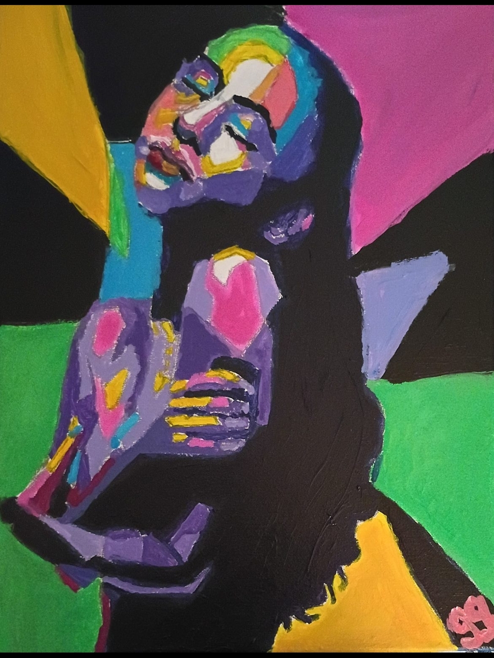 Original Soul Singer Songwriter Sade Praying GG – 11″ x 14″ Canvas Painting